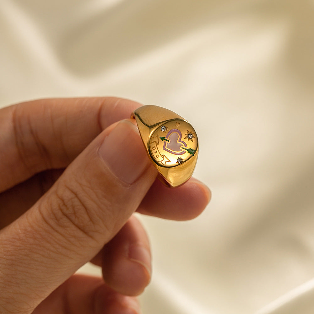 Enamel Ring Amulet Open Ring