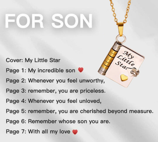 Flip Book Necklace My Little Star Book Necklace for Daughter Necklace A Letter to My Son in a Locket Family Gifts