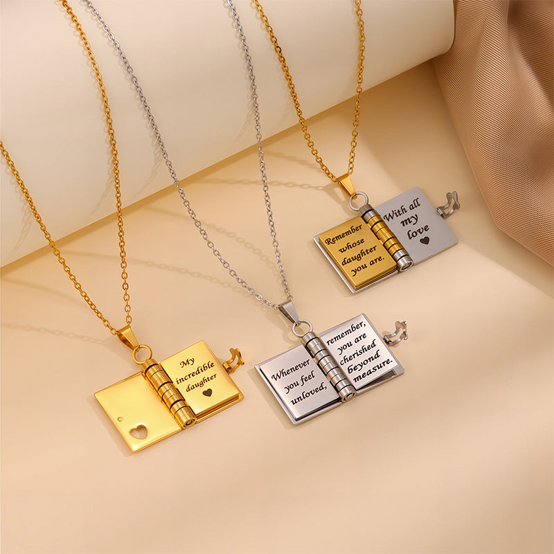 Flip Book Necklace My Little Star Book Necklace for Daughter Necklace A Letter to My Son in a Locket Family Gifts