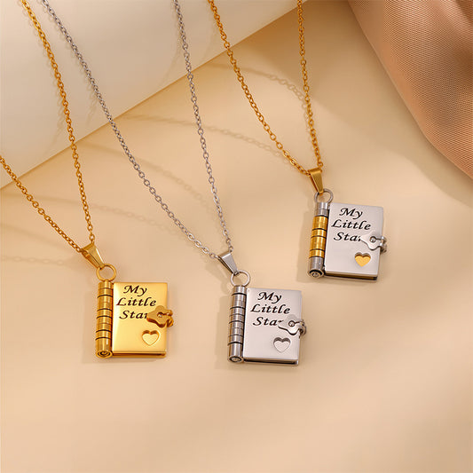 Flip Book Necklace My Little Star Book Necklace for Daughter Necklace A Letter to My Son in a Locket Family Gifts