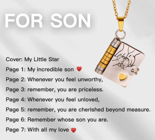Flip Book Necklace My Little Star Book Necklace for Daughter Necklace A Letter to My Son in a Locket Family Gifts