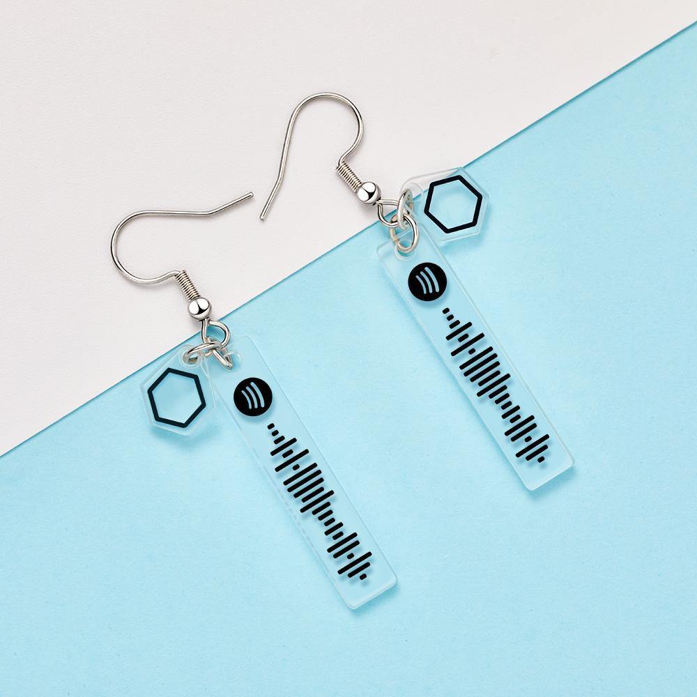 Custom Spotify Code Earrings With Pentagon Pendant