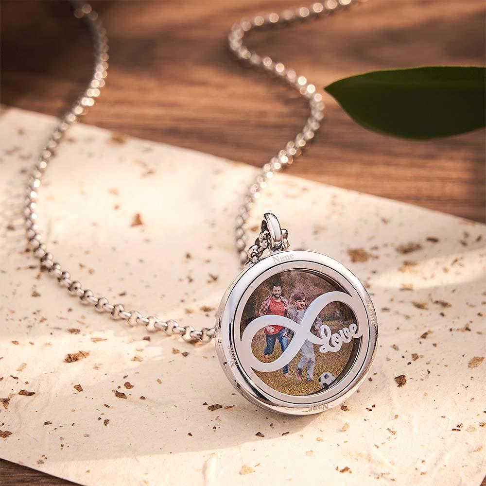 Custom Photo Engraved Locket Necklace Simple Men's Gift