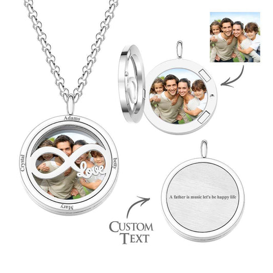 Custom Photo Engraved Locket Necklace Simple Men's Gift