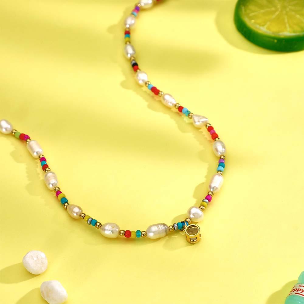 Custom Projection Necklace Colorful Bead Pearl Y2K Gift
