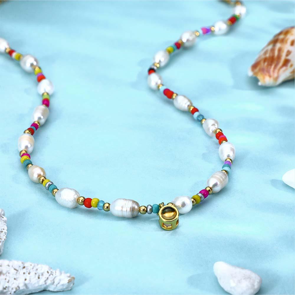 Custom Projection Necklace Colorful Bead Pearl Y2K Gift