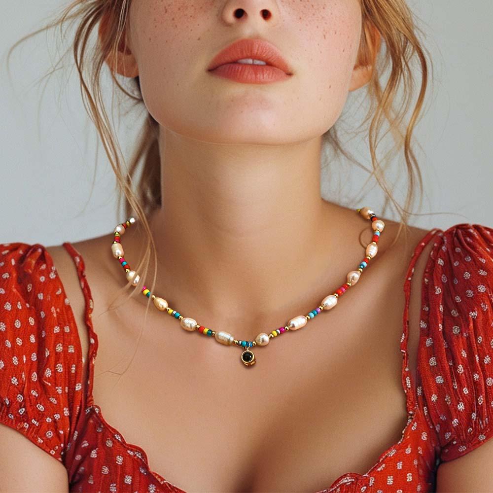 Custom Projection Necklace Colorful Bead Pearl Y2K Gift