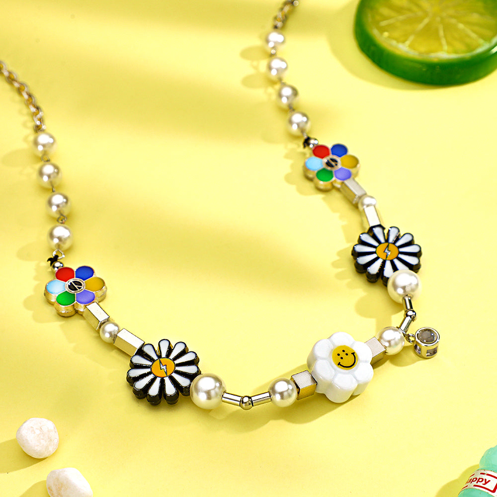 Custom Projection Neckalce Daisy Smile Funny Colorful Gift