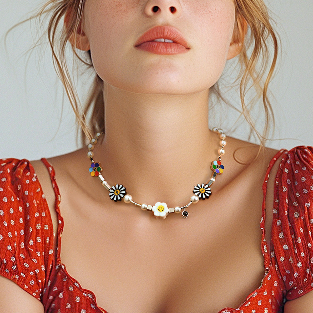 Custom Projection Neckalce Daisy Smile Funny Colorful Gift