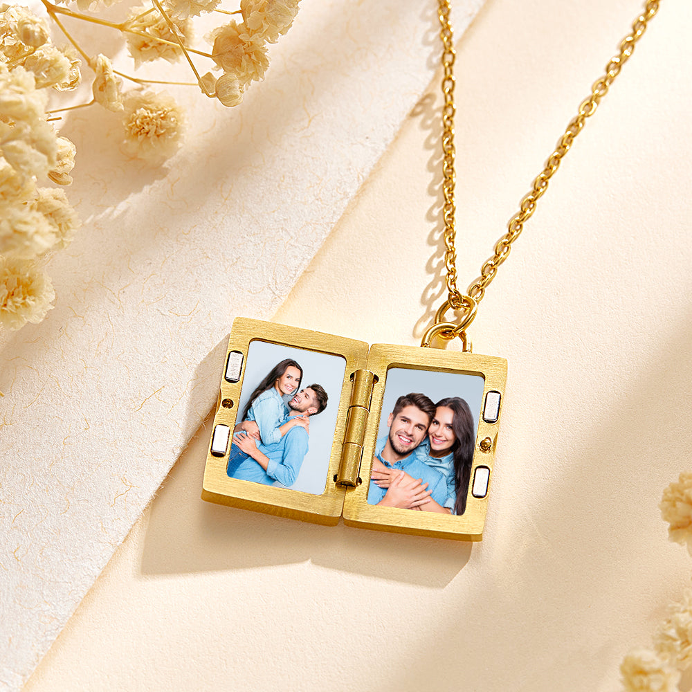 Custom Photo Locket Necklace Vintage Inspired Gift for Couple