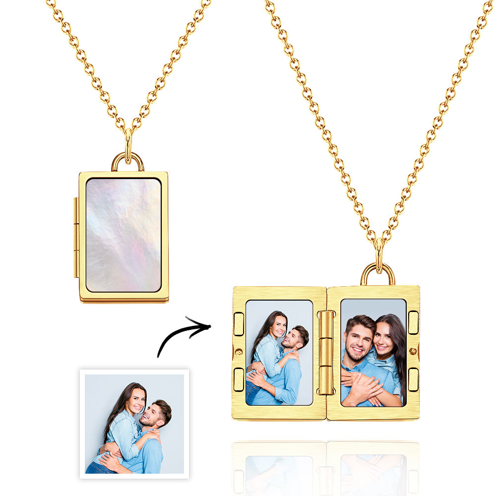 Custom Photo Locket Necklace Vintage Inspired Gift for Couple