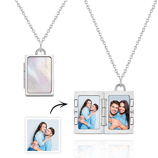 Custom Photo Locket Necklace Vintage Inspired Gift for Couple