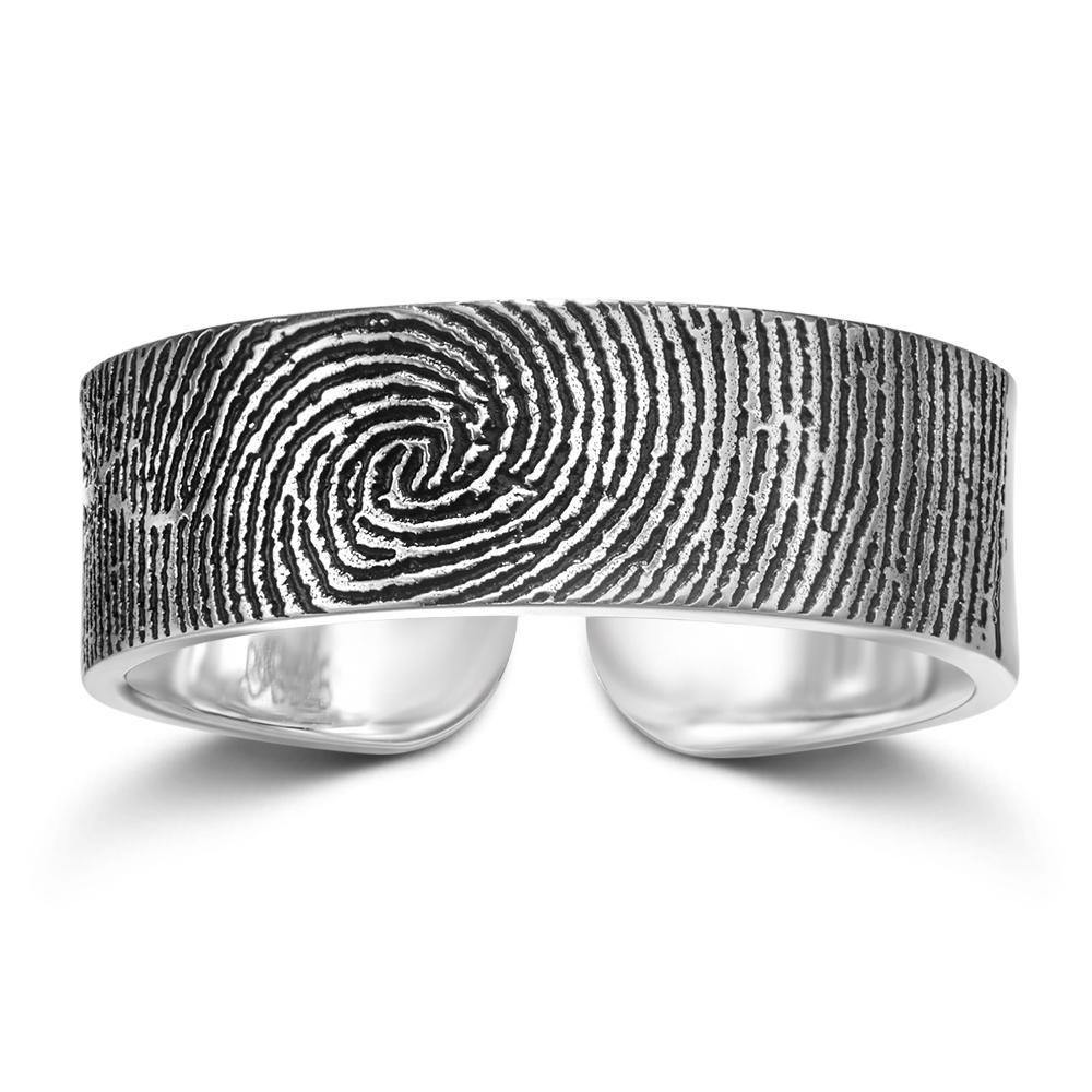 Engraved Ring Fingerprint Ring for Men's Unique Gifts 14k Gold Plated