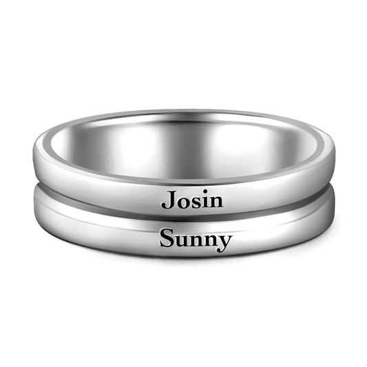 Engravable Promise Ring Male Double Love You 925 Sterling Silver