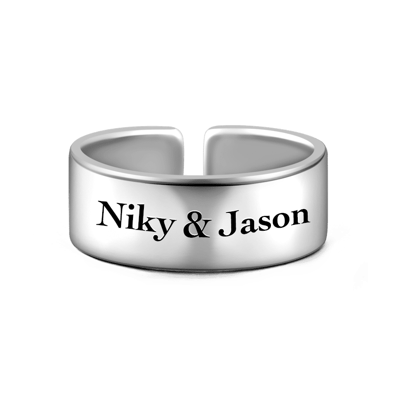 Engraved Men's Band Ring Silver