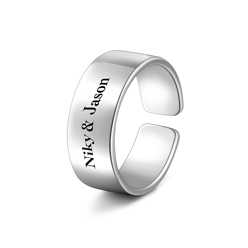Engraved Men's Band Ring Silver