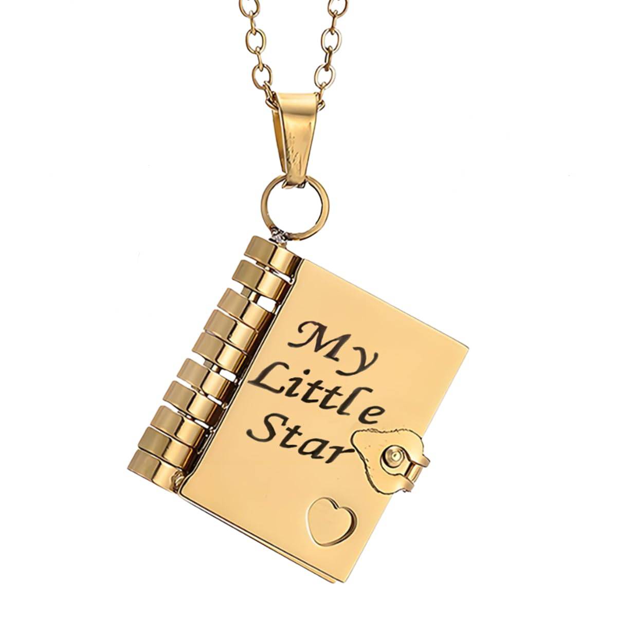 Personalized My Little Star Book Necklace – A Letter to My Daughter in a Locket, Adjustable Pendant with Message Inside, Meaningful Jewelry Gift
