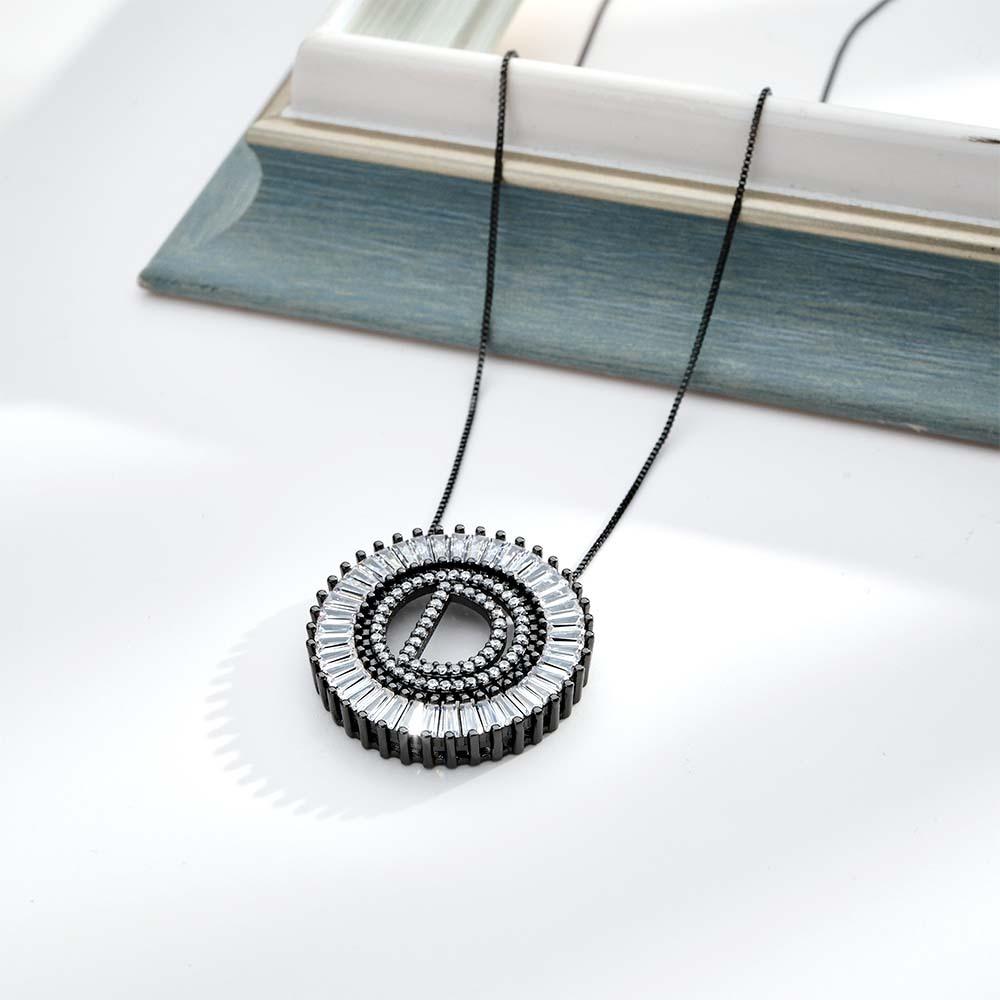 Custom Initial Letter Diamond Necklace Sunburst Hip Hop Necklace For Him