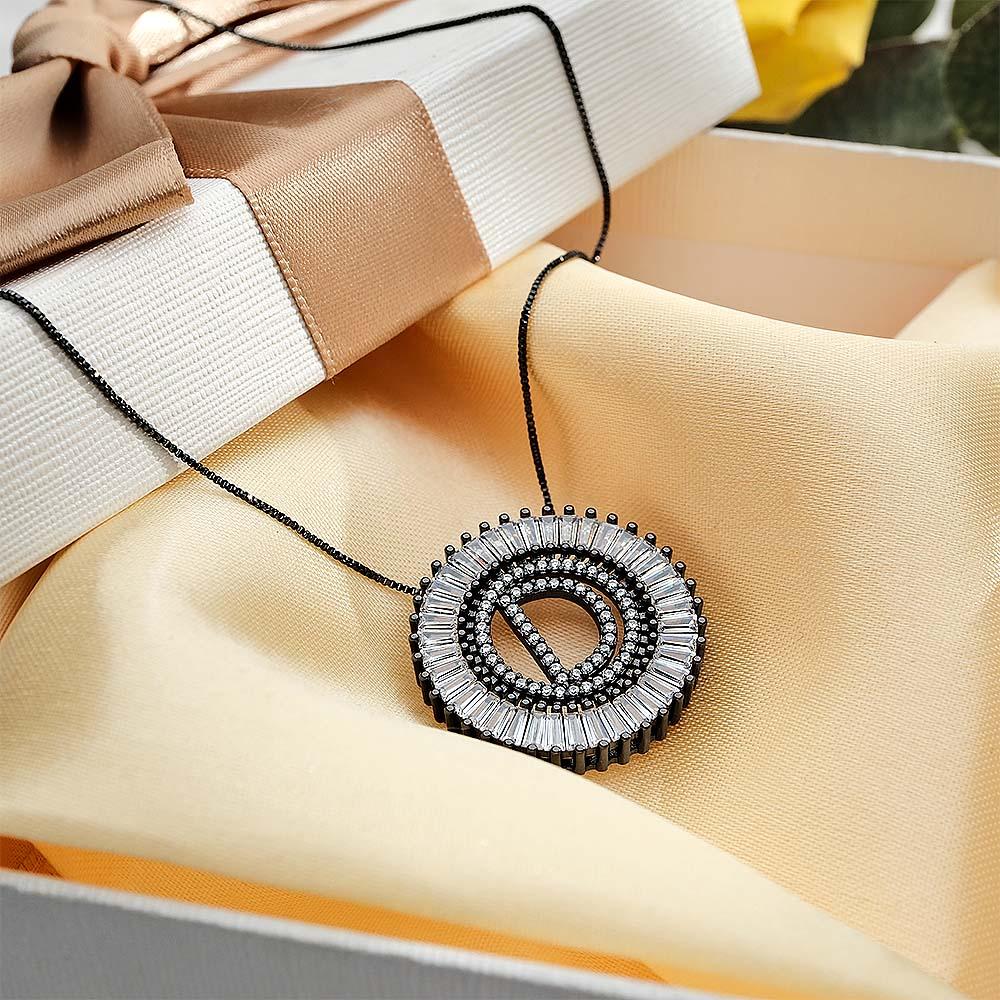 Custom Initial Letter Diamond Necklace Sunburst Hip Hop Necklace For Him