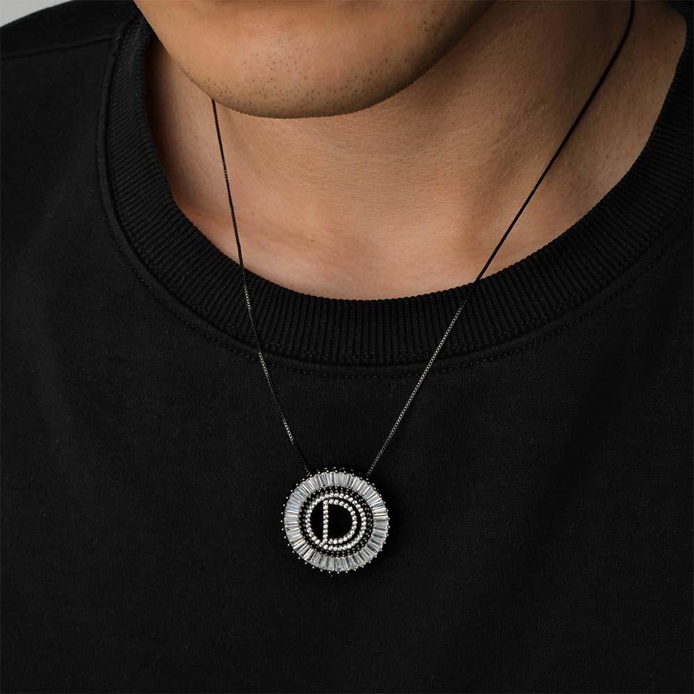 Custom Initial Letter Diamond Necklace Sunburst Hip Hop Necklace For Him