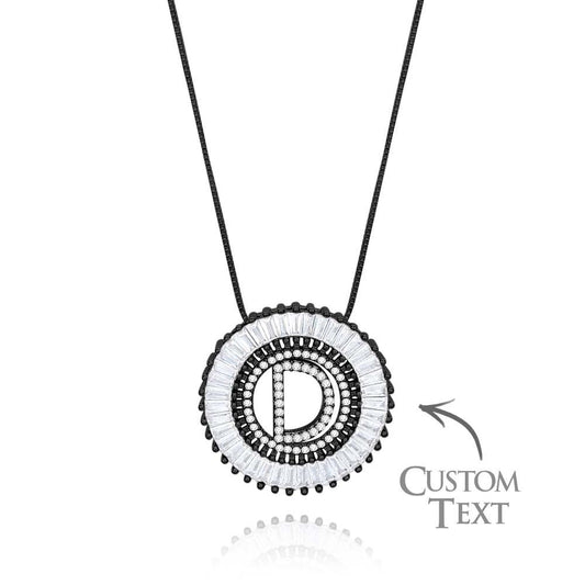 Custom Initial Letter Diamond Necklace Sunburst Hip Hop Necklace For Him