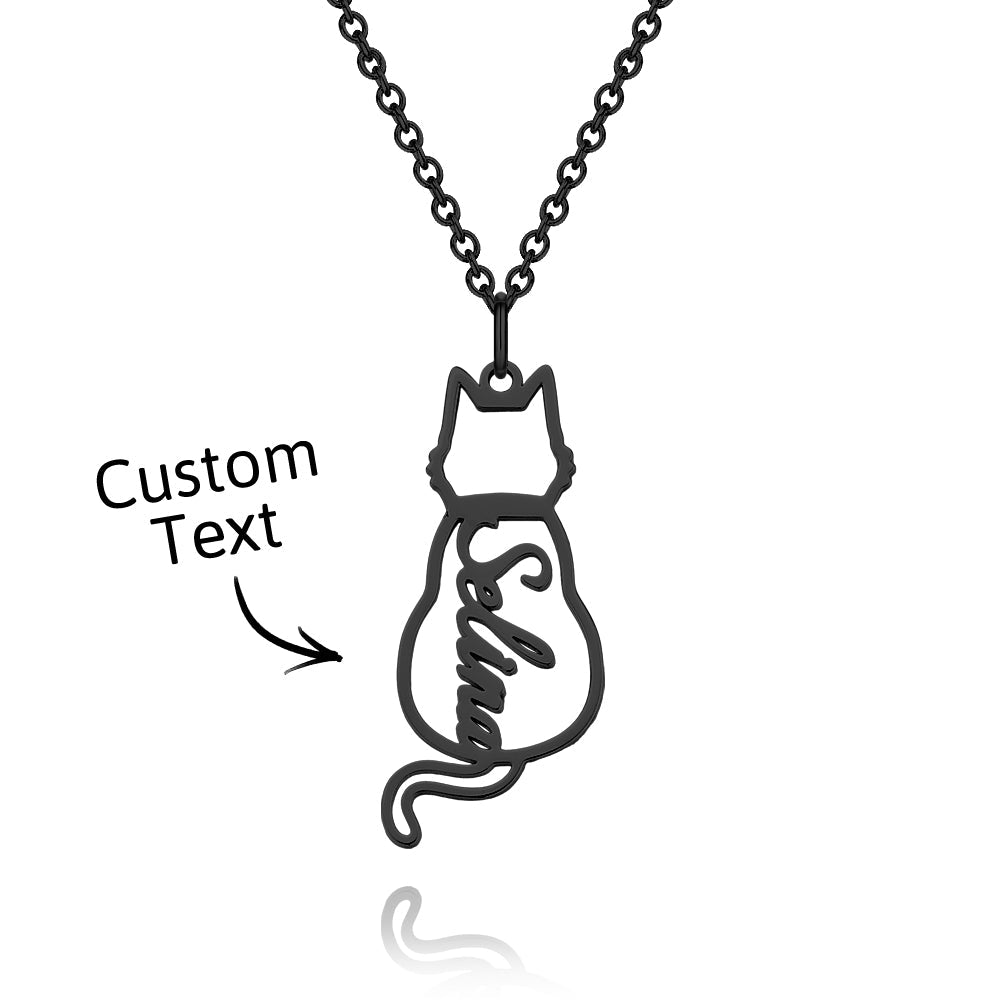 Custom Cat Necklace with Personalized Name Custom Pet Jewelry Cat Jewelry Gifts For Cat Lovers Memorials Gift