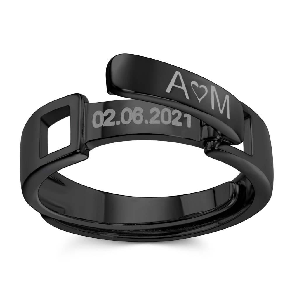 Stackable Name Ring Personalized Custom Name and Date Ring Anniversary Wedding Gift for Her