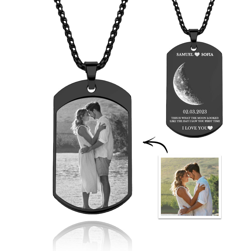 Custom Moon Phase Necklace Stylish Personalized Photo Pendant Valentine's Day Gift