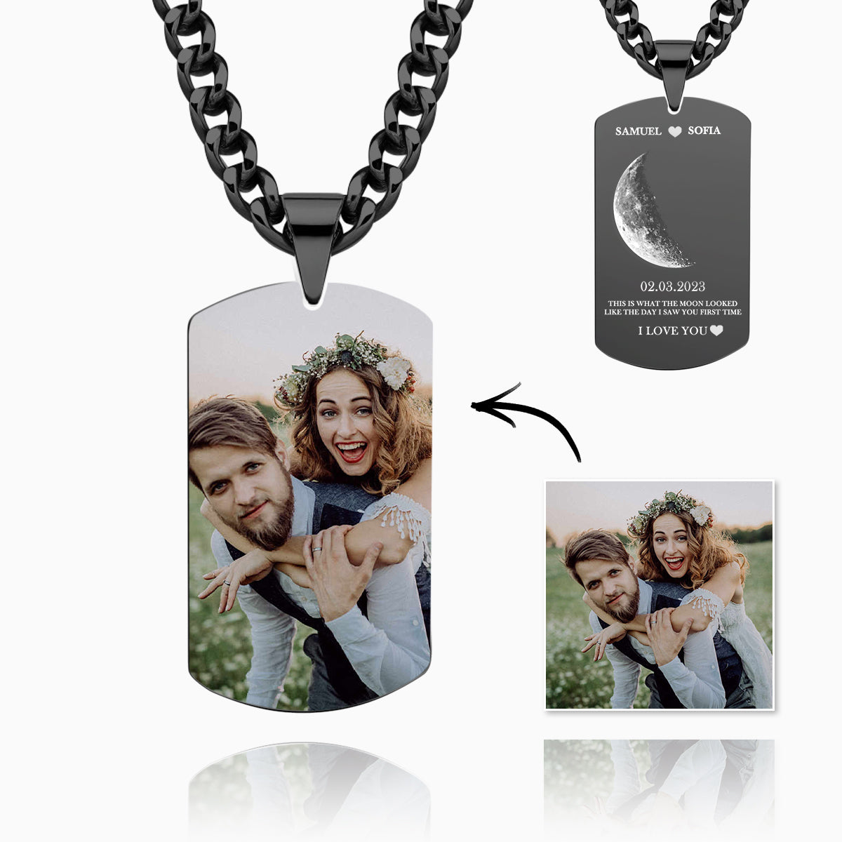 Personalized Moon Phase Photo Necklace Chic Chain Necklace Gifts For Lovers