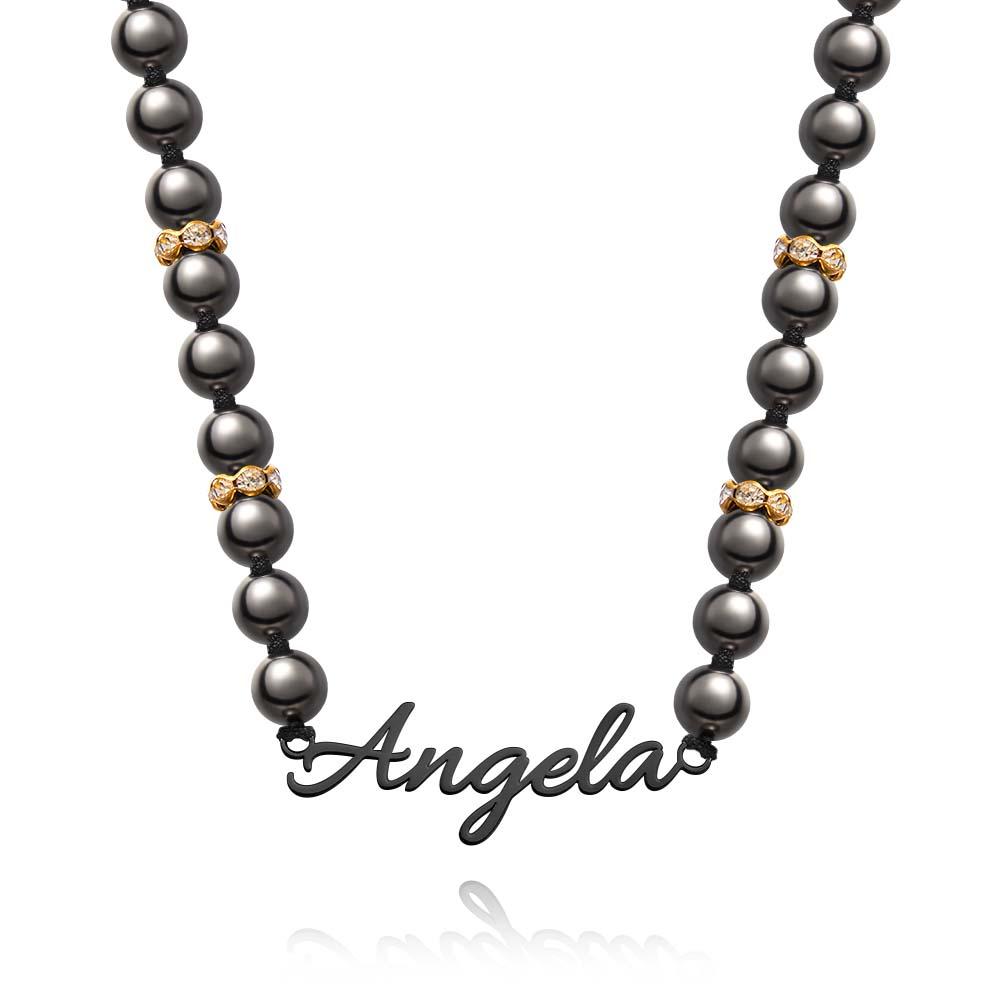 Personalized Name Black Beads Necklace Simple jewelry Gifts For Her
