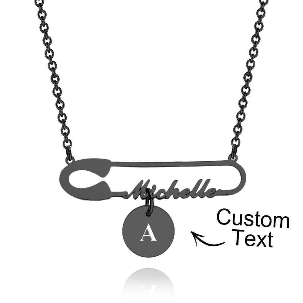 Personalized Text Name Necklace for Women Safety Pin Style Minimalist Name Necklace Gift for Women