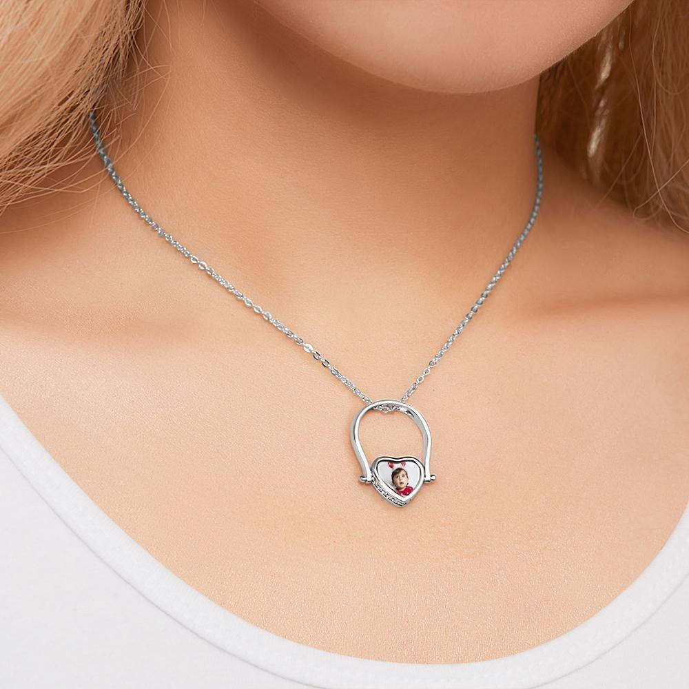 Photo Necklace, Photo Ring Couple's Gifts Dual-use (Ring Size 5#)