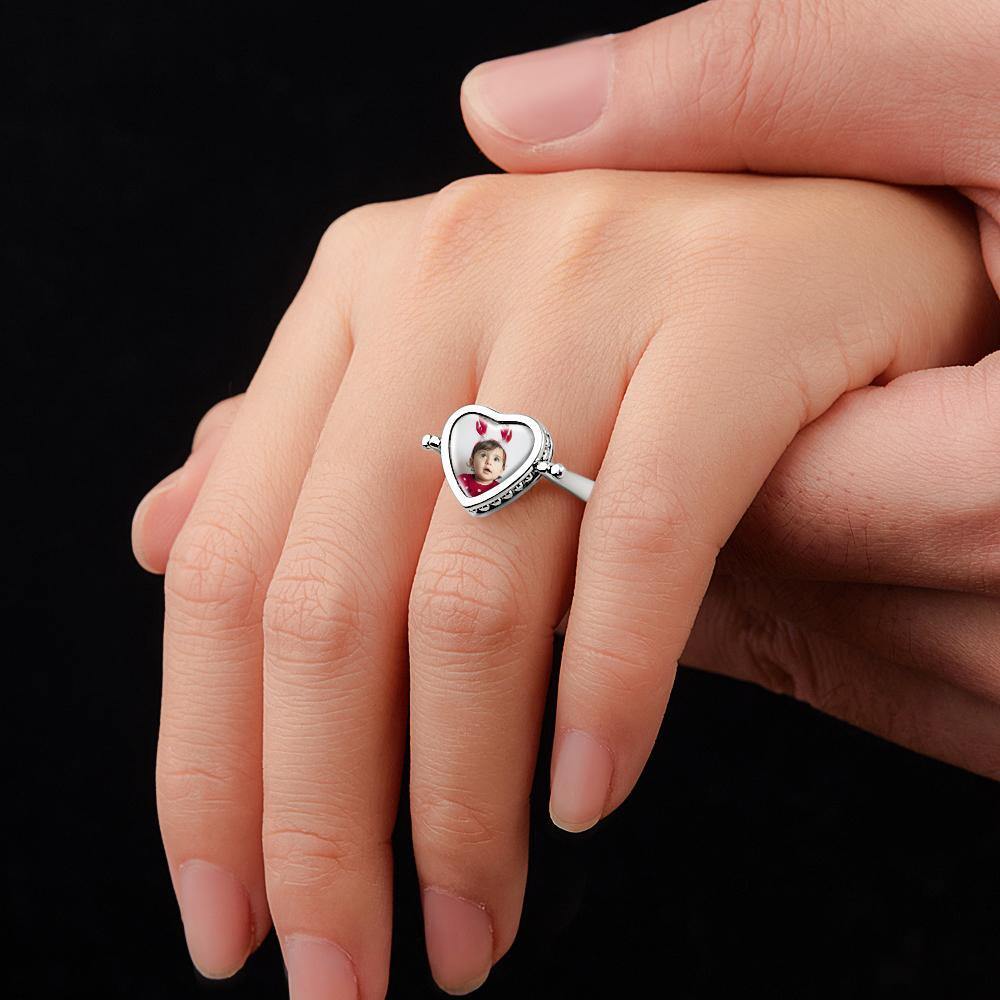 Photo Necklace, Photo Ring Couple's Gifts Dual-use (Ring Size 5#)