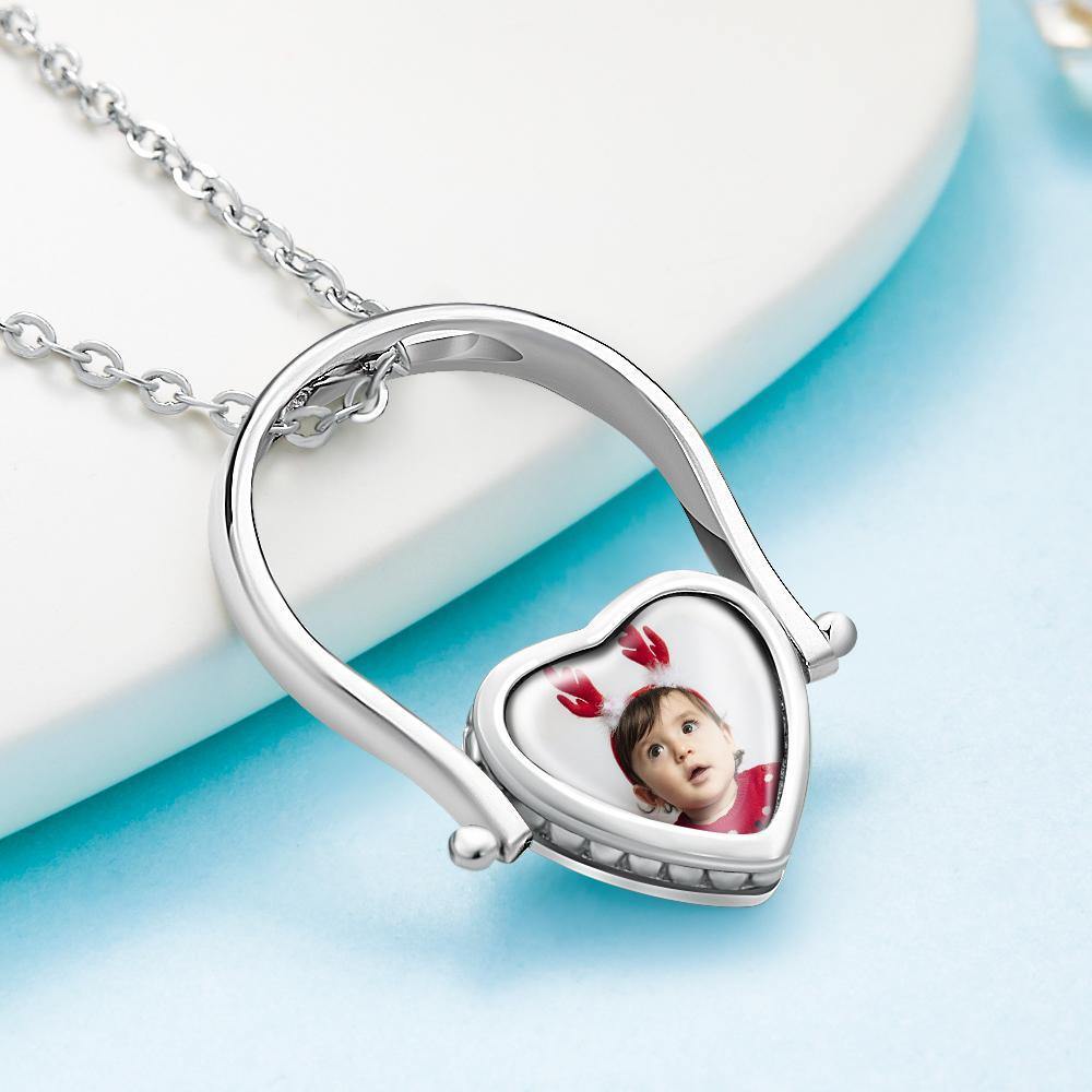 Photo Necklace, Photo Ring Couple's Gifts Dual-use (Ring Size 5#)