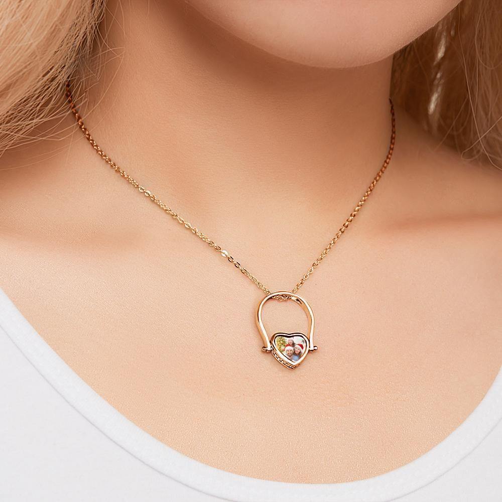 Custom Photo Necklace, Photo Ring Couple's Gifts Dual-use (Ring Size 5#) 14k Gold Plated