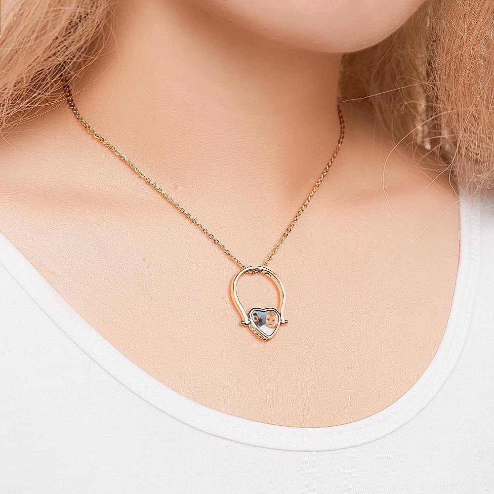 Photo Necklace, Photo Ring Gifts Dual-use (Ring Size 7#) 14k Gold Plated