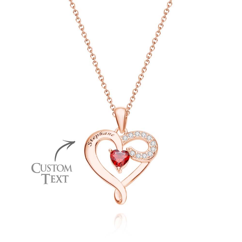 Custom Name Birthstone Necklace Creative Zircon Heart Pendant For Women