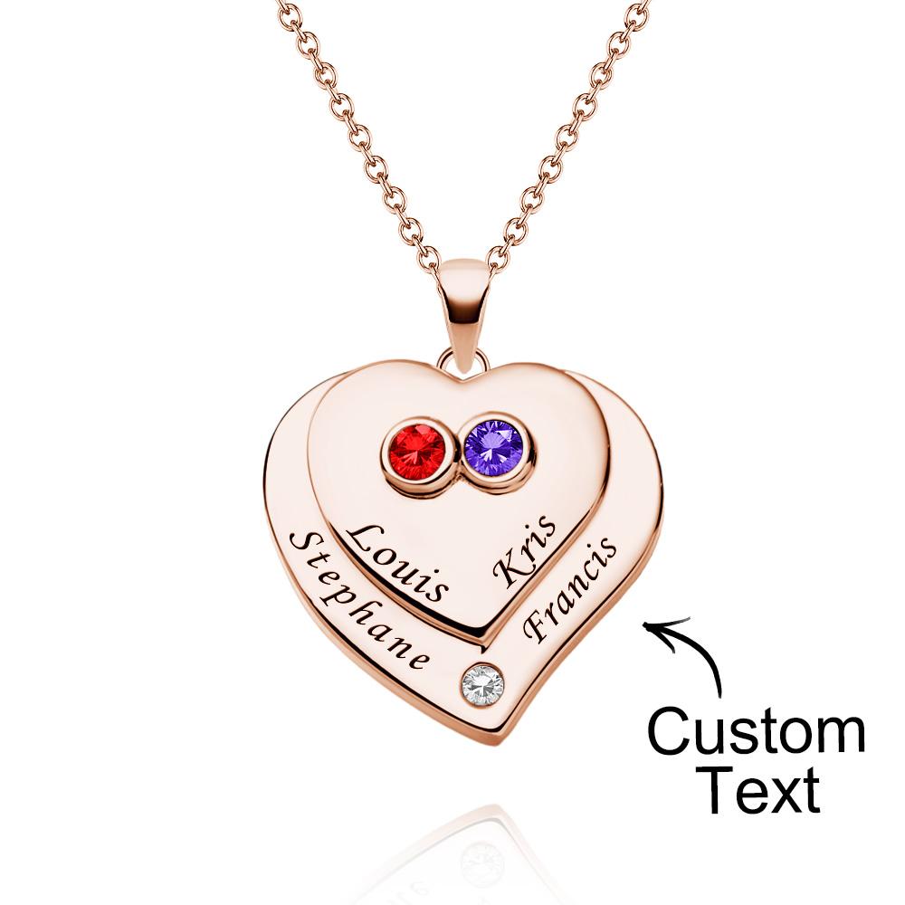 Engravable Double Hearts Necklace With Birthstone Beautiful Jewelry Gifts For Her