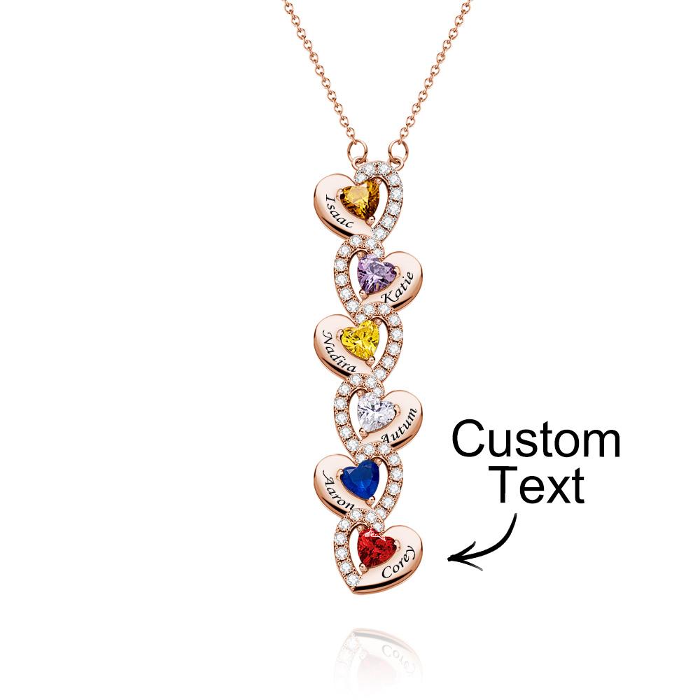 Engravable Birthstone Necklace Charming Heart Zircon Pendant Necklace For Girls