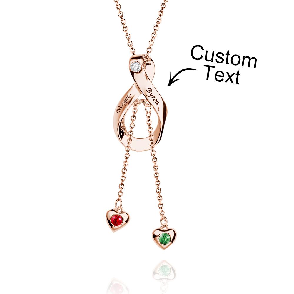 Elegant Engraved Necklace With Heart Birthstone Pendant Jewelry For Her