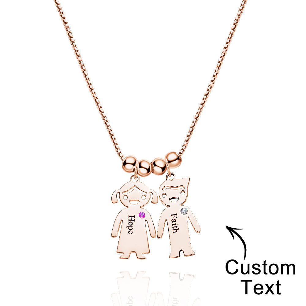 Mother's Necklace with Engravable Birthstone Children's Charms