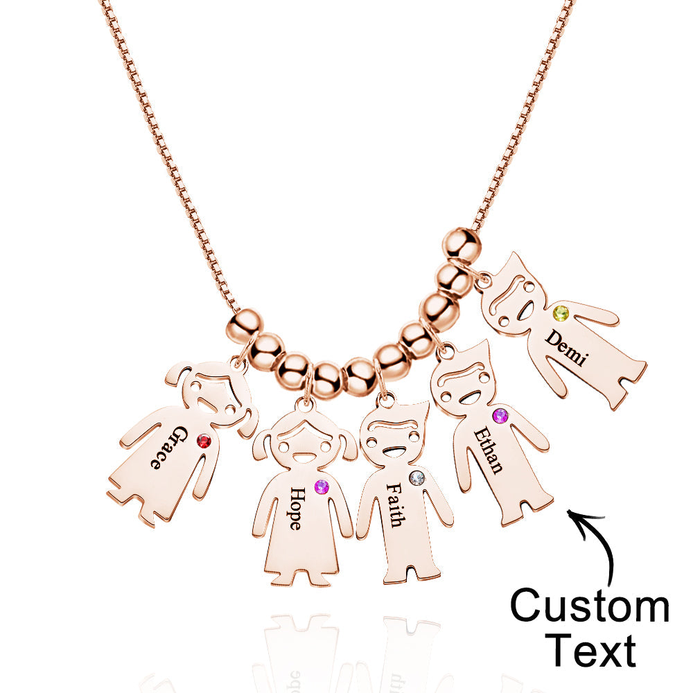 Mother's Necklace with Engravable Birthstone Children's Charms