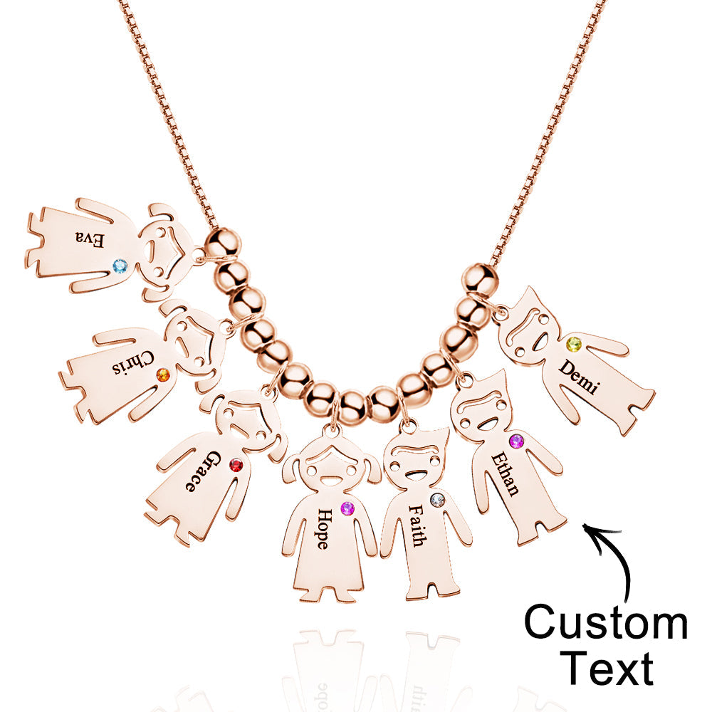 Mother's Necklace with Engravable Birthstone Children's Charms