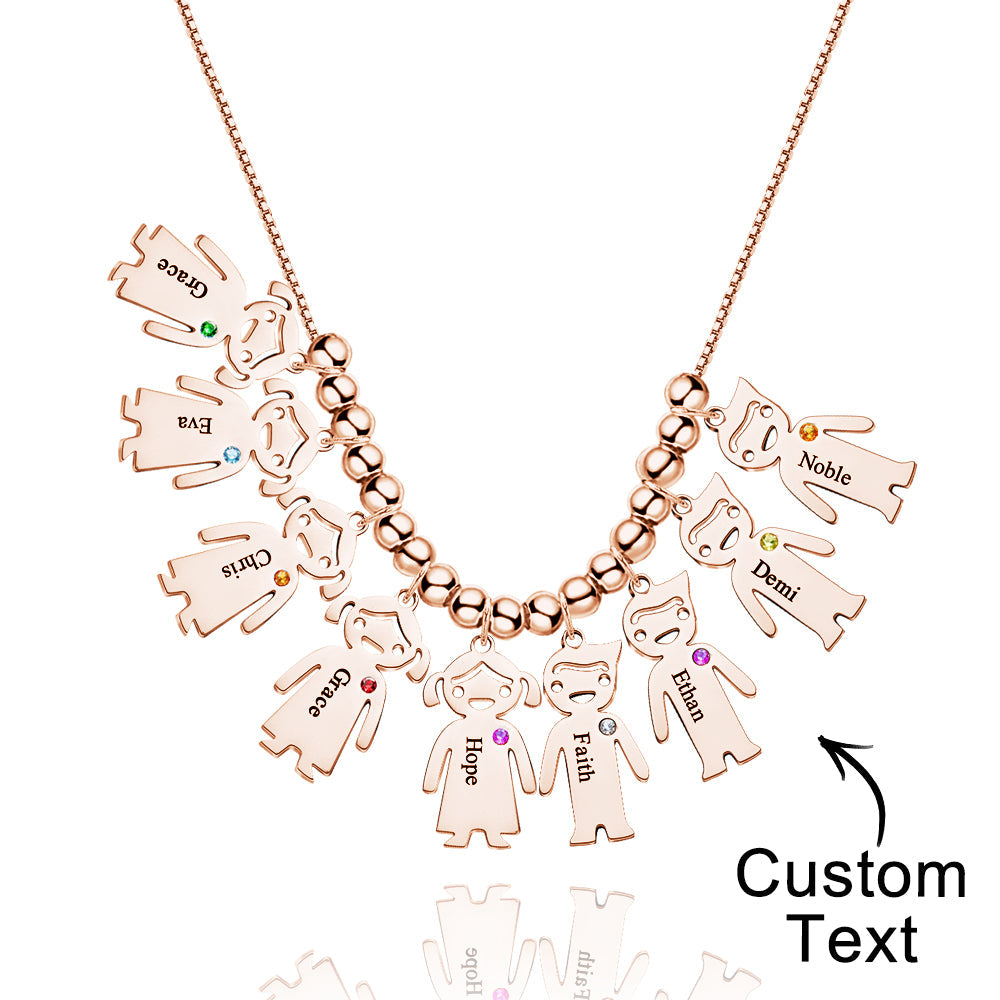 Mother's Necklace with Engravable Birthstone Children's Charms