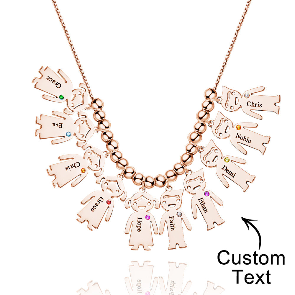 Mother's Necklace with Engravable Birthstone Children's Charms