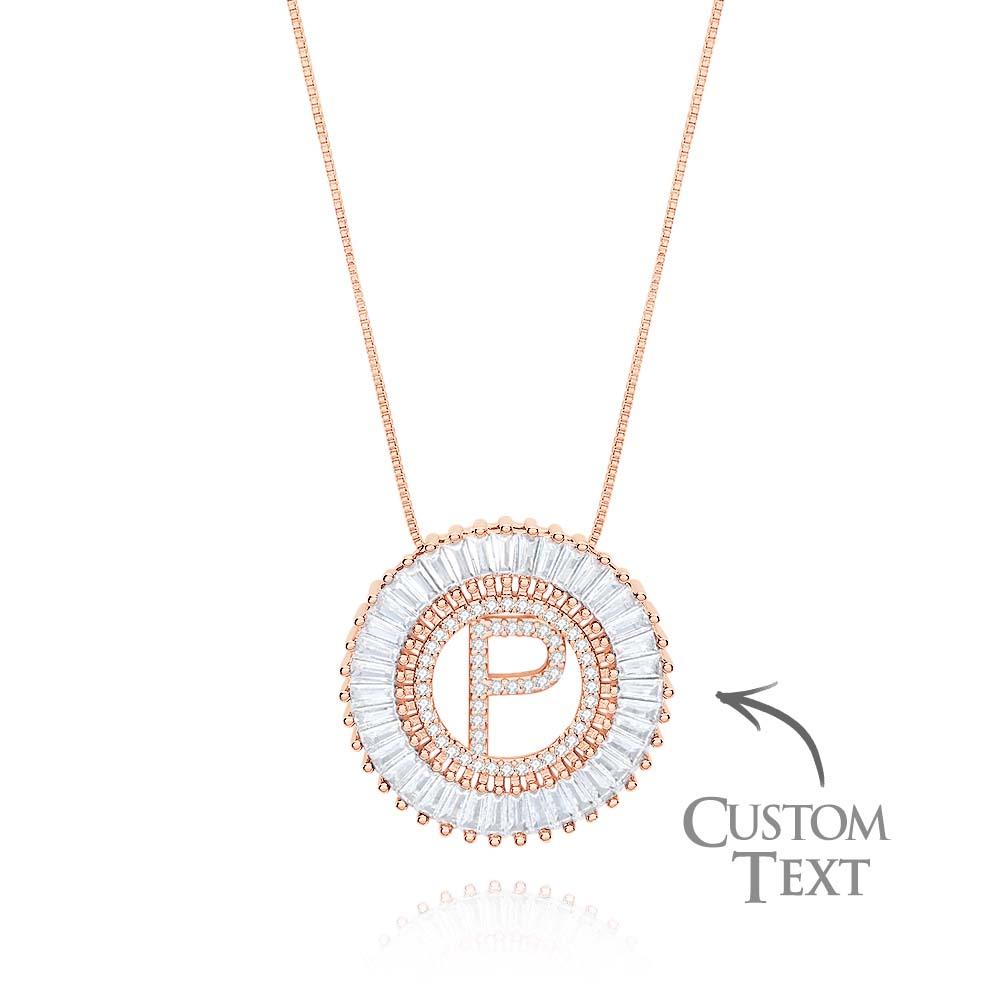 Custom Initial Letter Diamond Necklace Sunburst Hip Hop Necklace For Him
