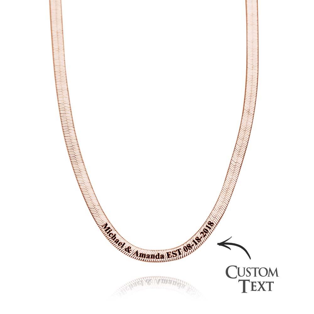 Personalized Engravable Herringbone Chain Necklace Custom Necklace with Personalized Text Gift for Her
