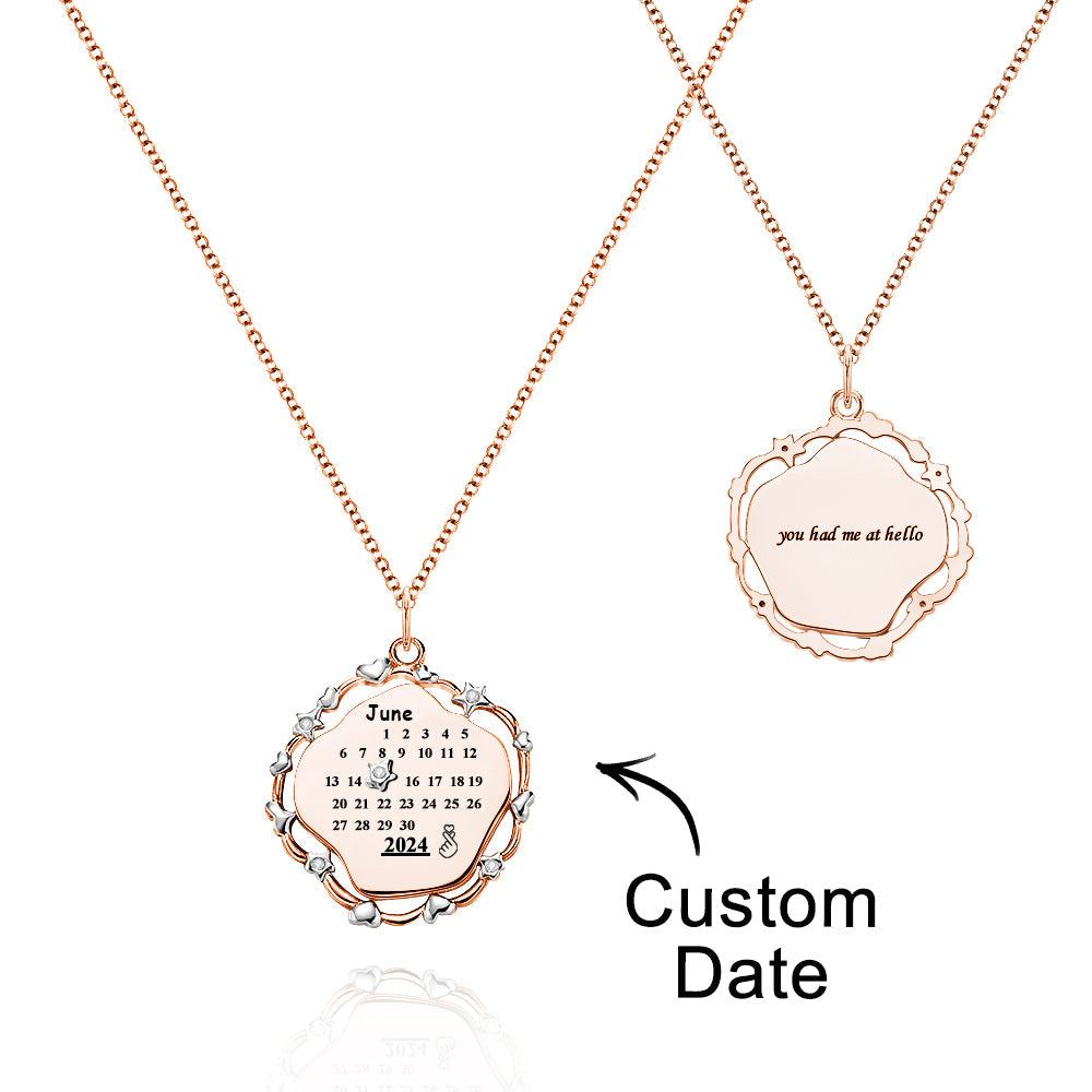 Personalized Calendar Necklace Creative Memorial Love Gift