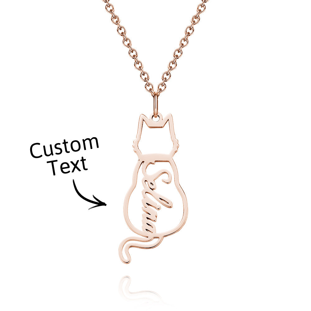 Custom Cat Necklace with Personalized Name Custom Pet Jewelry Cat Jewelry Gifts For Cat Lovers Memorials Gift