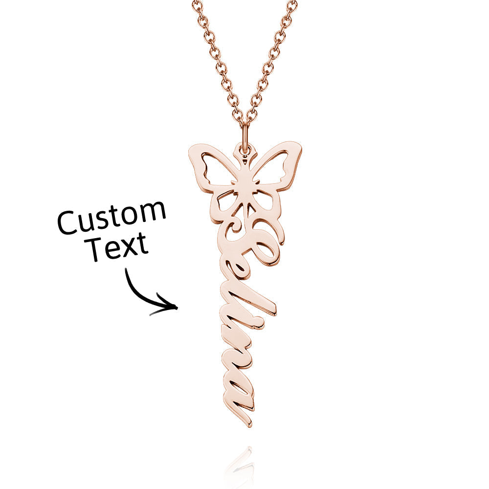 Custom Dainty Birth Butterfly Name Necklace Birthday Bridesmaid Gifts for Mom/Wife/Family/Best Friends
